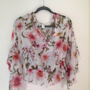Guess floral chiffon top size M